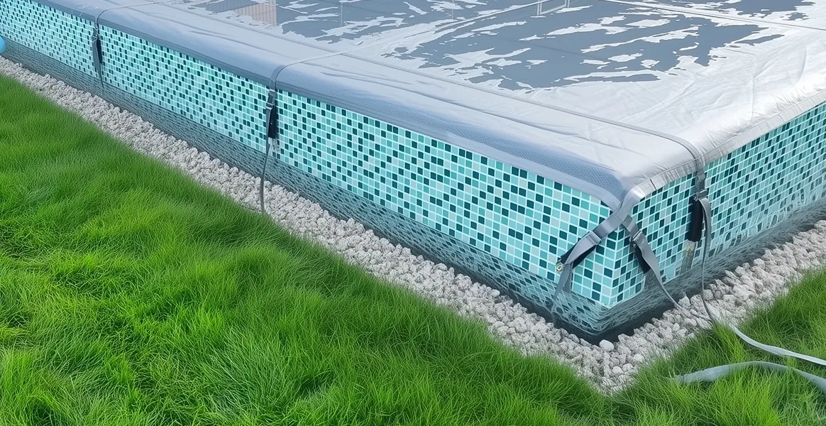 Покрывало для бассейна под снегом — защита зимой в Междуреченске